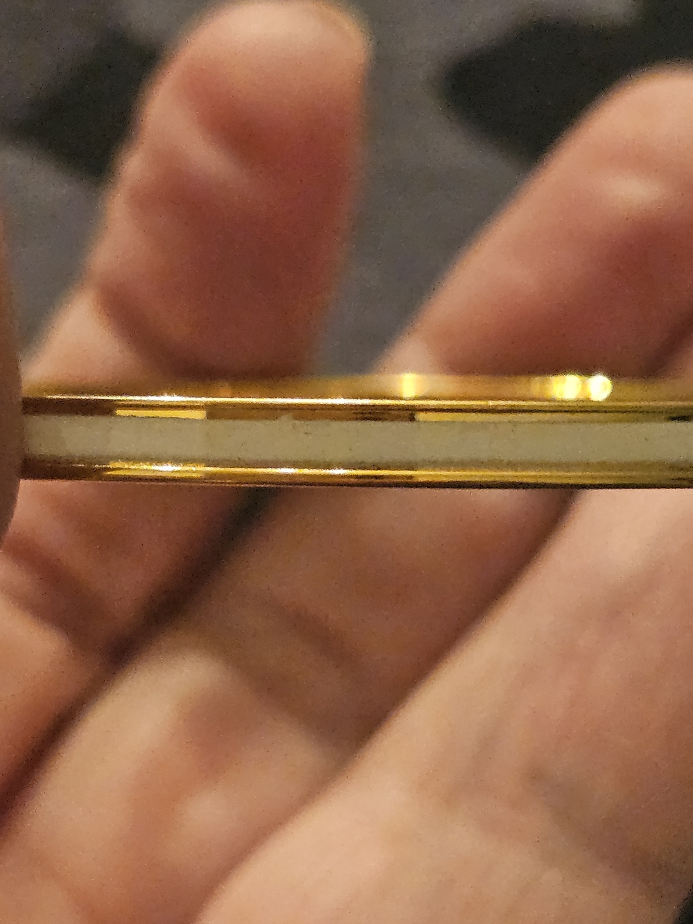 Monet Gold and White Enamel Slim Bangle Bracelet